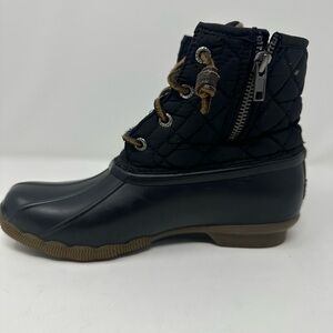 Sperry Saltwater Quilted Duck Boots Women's Size 6 Black STS94063 Waterproof